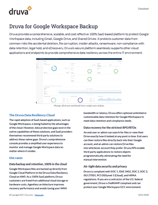 Druva for Google Workspace Backup