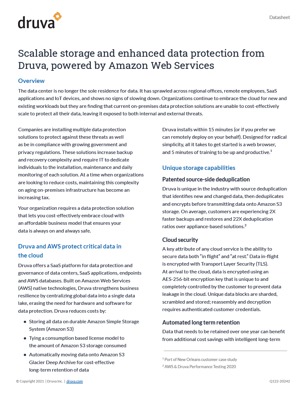 Scalable storage and enhanced data protection from Druva