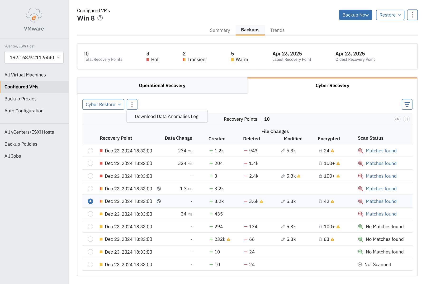 recovery intelligence screenshot