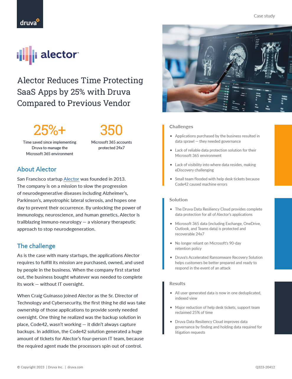 Alector reduces time protecting SaaS apps by 25% with Druva compared to previous vendor