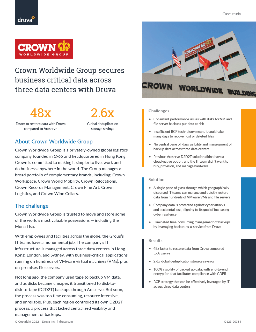 Crown Worldwide Group secures business-critical data across three data centers with Druva