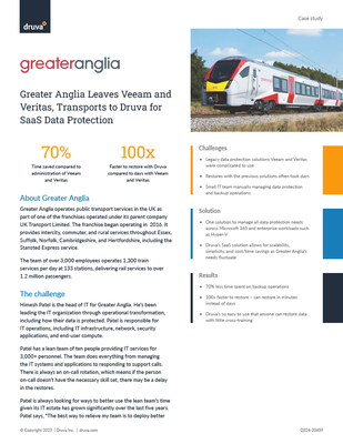 Greater Anglia's SaaS Data Protection Shift to Druva