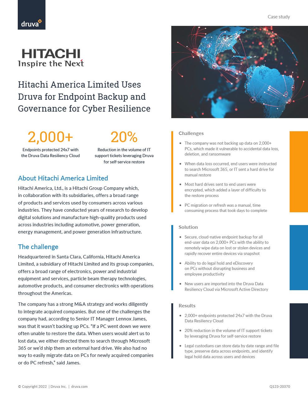 Hitachi America Limited Uses Druva for Endpoint Backup and Governance for Cyber Resilience