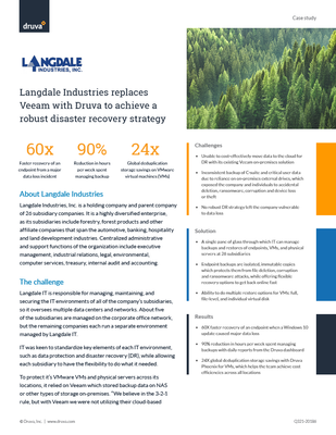 Langdale Industries Disaster Recovery Strategy with Druva