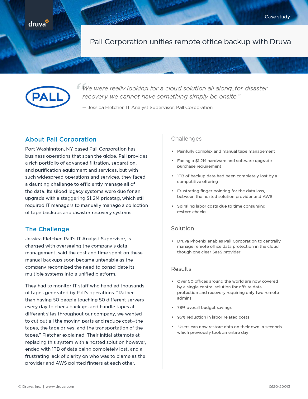 Pall Corporation unifies remote office backup with Druva