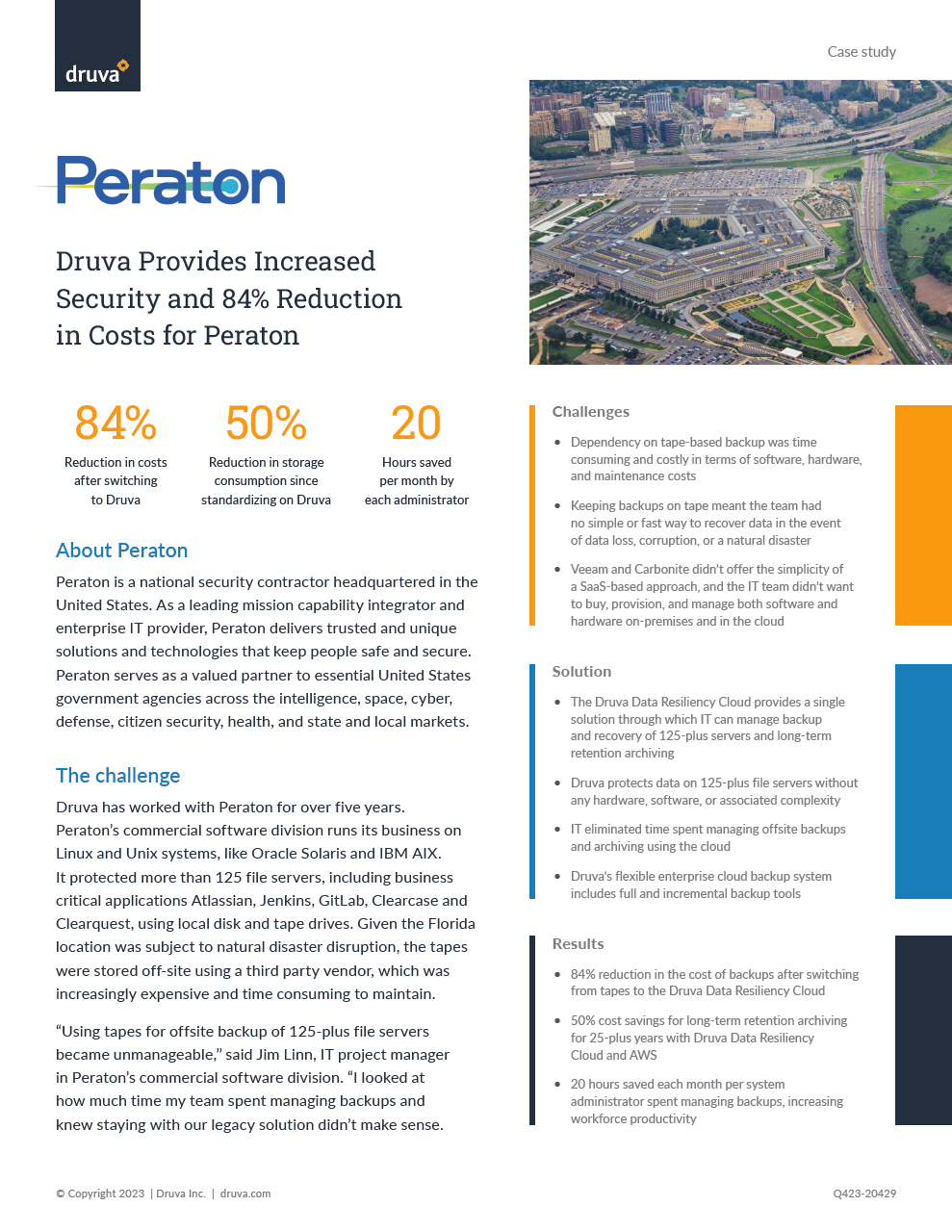 Druva Provides Increased Security and 84% Reduction in Costs for Peraton
