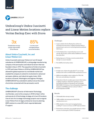 UmbraGroup Replaces Veritas Backup Exec Across Locations Using Druva Solutions