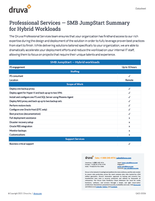 Professional Services — SMB JumpStart Summary for Hybrid Workloads