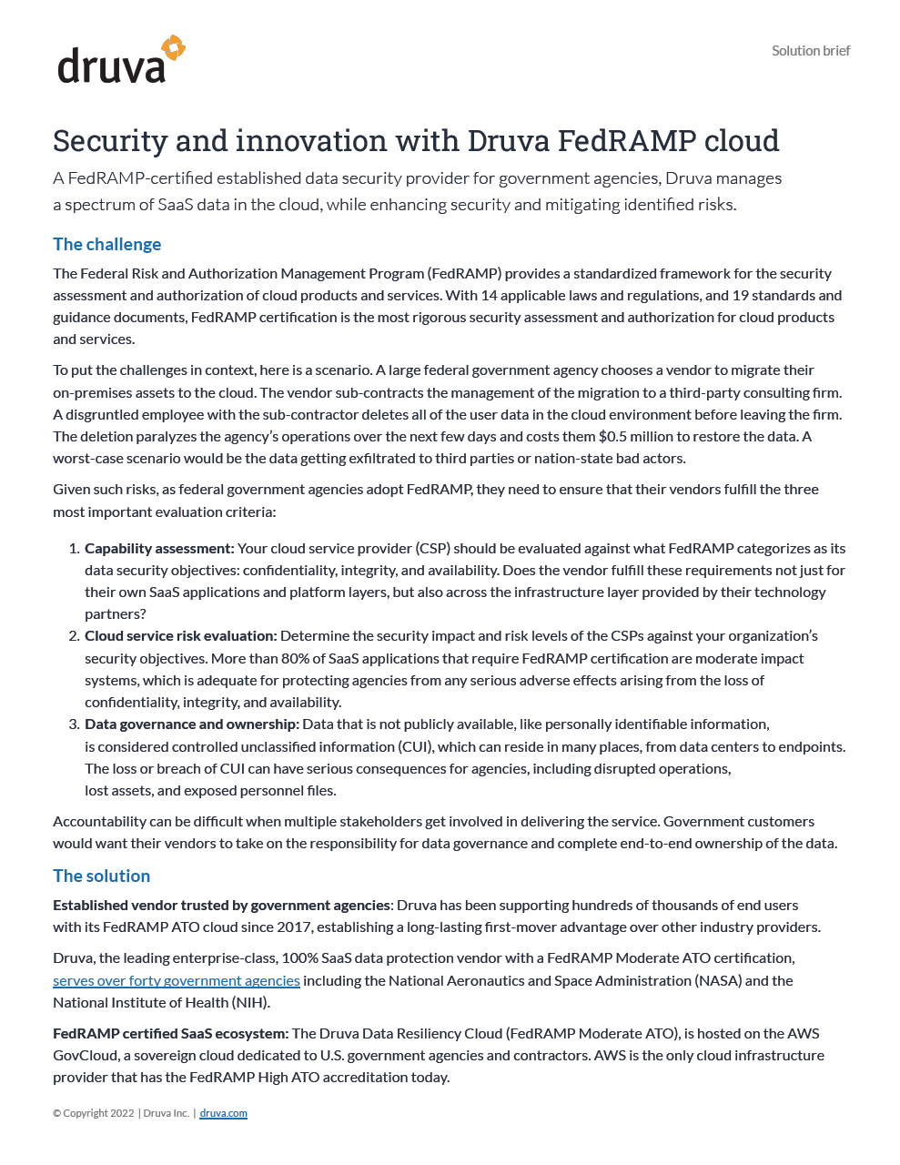 Security and Innovation with Druva FedRAMP Cloud