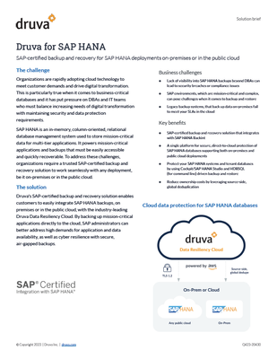 Druva for SAP HANA