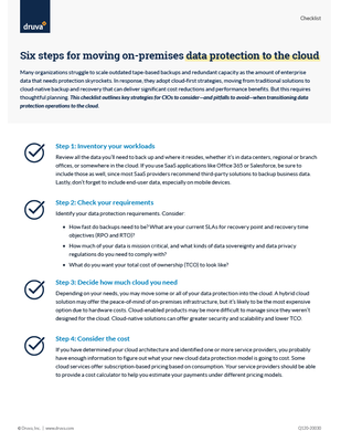 Six steps for moving on-premises data protection to the cloud