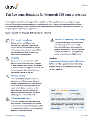 Top five considerations for Microsoft 365 data protection